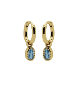 Karma Jewelry Karma Jewelry oorbellen A74GP_LB Hinged hoops earrings Lauren Light blue 925 silver gold plated 18 MM