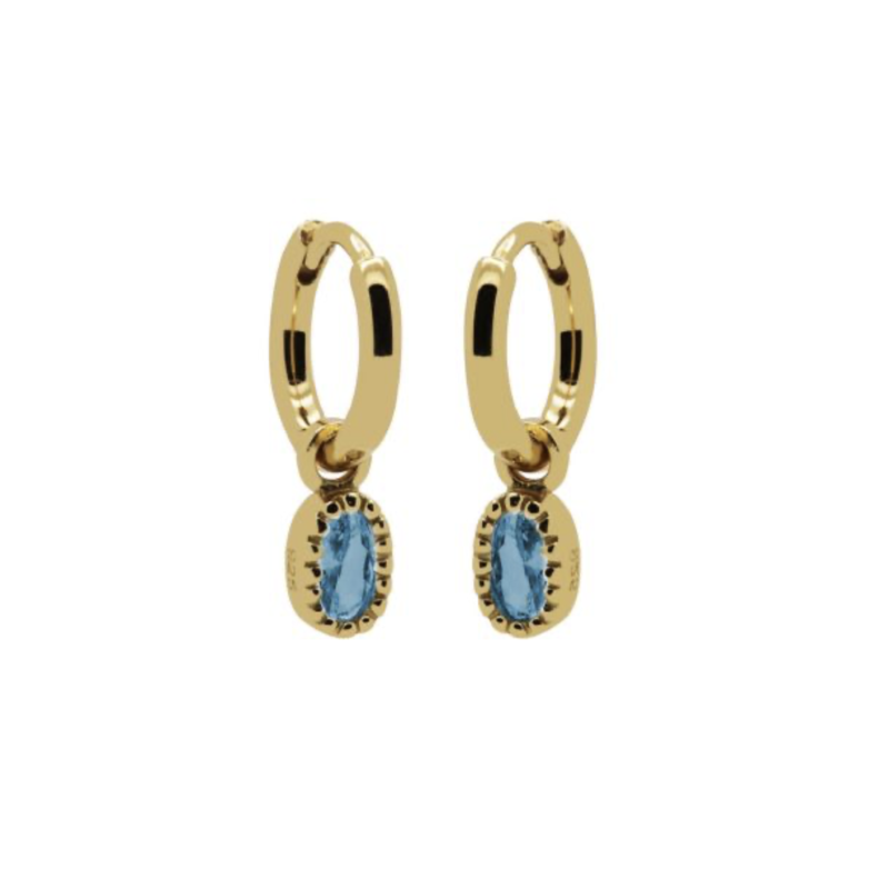 Karma Jewelry Karma Jewelry oorbellen A74GP_LB Hinged hoops earrings Lauren Light blue 925 silver gold plated 18 MM