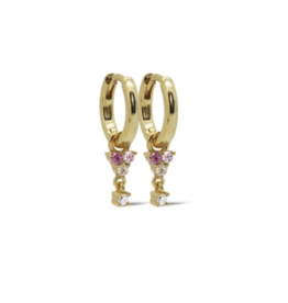 Karma Jewelry Karma Jewelry oorbellen  A62GP_P Earrings flower pink 925 silver gold plated 22 MM