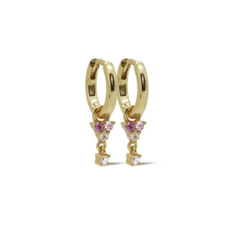 Karma Jewelry Karma Jewelry oorbellen  A62GP_P Earrings flower pink 925 silver gold plated 22 MM