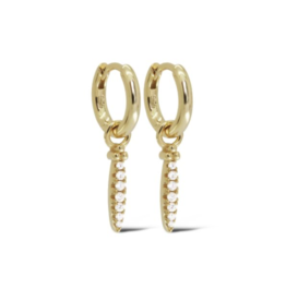 Karma Jewelry Karma Jewelry oorbellen  A126GP Earrings hoos Mari Zirconia 925 silver gold plated 28 MM