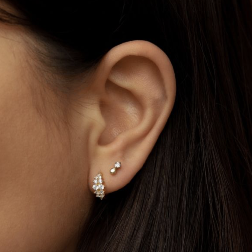 Karma Jewelry Karma Jewelry oorbellen H367GP Earrings hoops Bella Zirconia 925 silver gold plated 12 MM