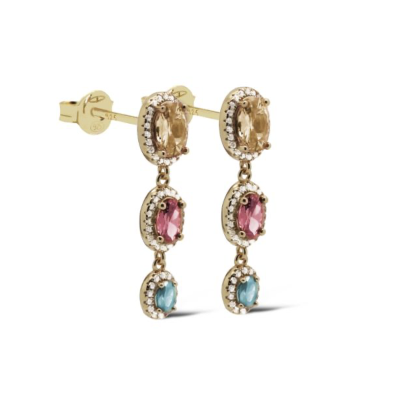 Karma Jewelry Karma Jewelry oorbellen X193GP Earrings symbols XL Rosa fairy floss 925 Silver gold plated 30 MM