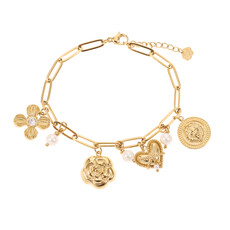 Rose & Camellia Rose & Camellia armband 14505 Bracelet Vintage charms pearls gold 16+ 3 CM