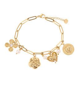 Rose & Camellia Rose & Camellia armband 14505 Bracelet Vintage charms pearls gold 16+ 3 CM