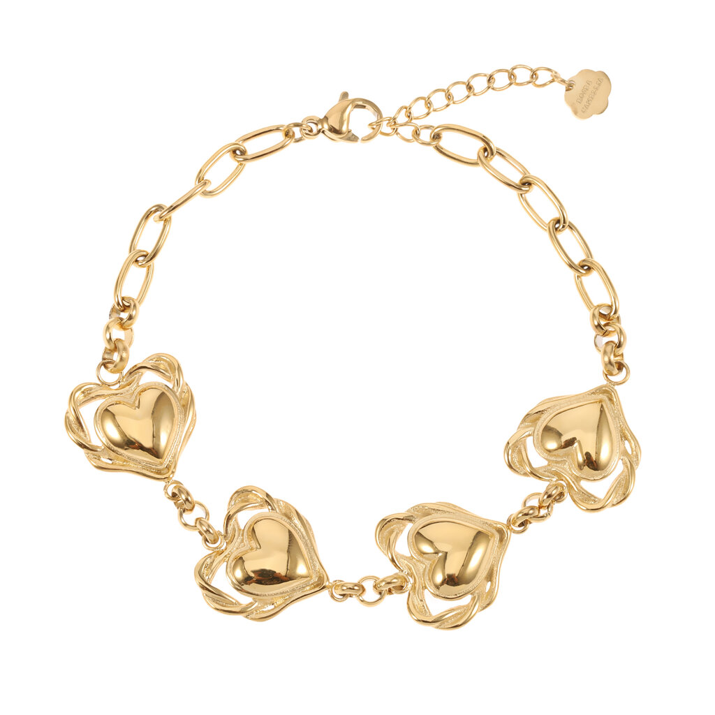 Rose & Camellia Rose & Camellia armband 13502 Bracelet Big hearts gold 16 + 3 CM