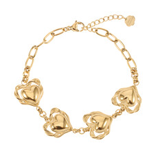Rose & Camellia Rose & Camellia armband 13502 Bracelet Big hearts gold 16 + 3 CM