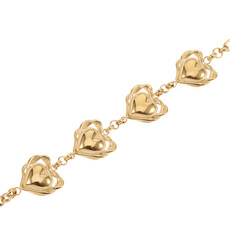 Rose & Camellia Rose & Camellia armband 13502 Bracelet Big hearts gold 16 + 3 CM