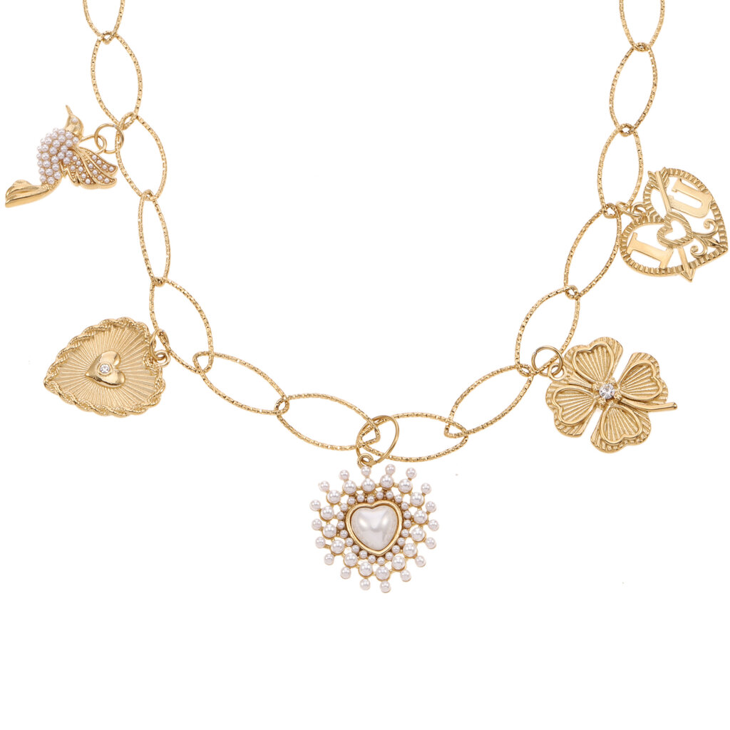 Rose & Camellia Rose & Camellia Ketting 16505 Necklace Vintage look charms gold 55 CM
