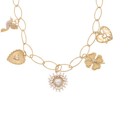 Rose & Camellia Rose & Camellia Ketting 16505 Necklace Vintage look charms gold 55 CM