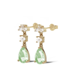 Karma Jewelry Karma Jewelry oorbellen X194_OG earrings symbols XL Devi ocean green 925 silver gold plated 23 MM
