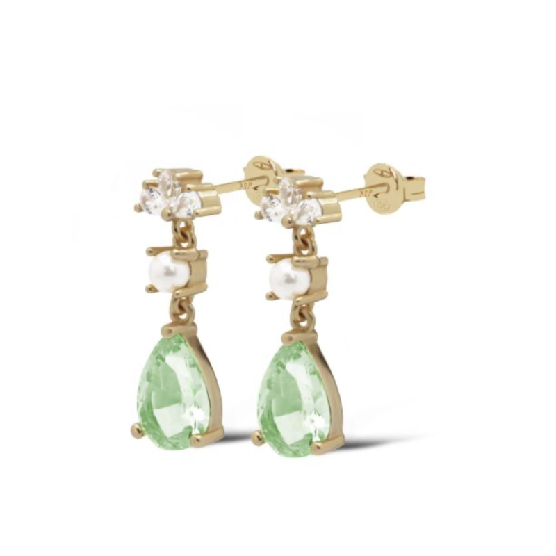 Karma Jewelry Karma Jewelry oorbellen X194_OG earrings symbols XL Devi ocean green 925 silver gold plated 23 MM