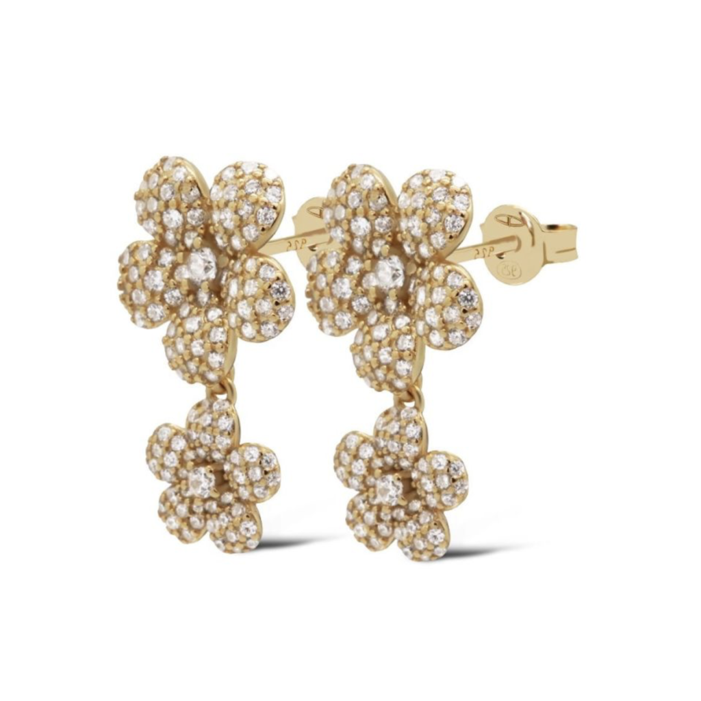 Karma Jewelry Karma Jewelry oorbellen X195 Earrings symbols XL Lillies Flowers 925 silver gold plated 25 MM