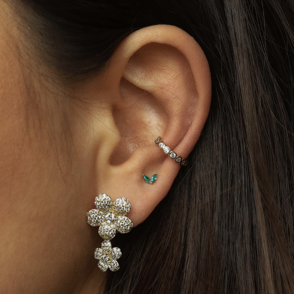 Karma Jewelry Karma Jewelry oorbellen X195 Earrings symbols XL Lillies Flowers 925 silver gold plated 25 MM