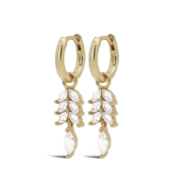 Karma Jewelry Karma Jewelry oorbellen A169 Earrings Hoops Cleo feathers stones 925 silver gold plated
