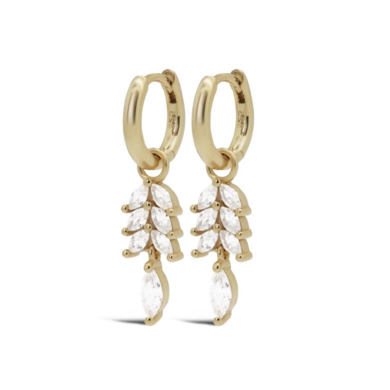 Karma Jewelry Karma Jewelry oorbellen A169 Earrings Hoops Cleo feathers stones 925 silver gold plated