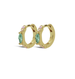 Karma Jewelry Karma Jewelry oorbellen H162GP_SC Earrings Hoops oval Dots spring colour 925 silver gold plated 12 MM