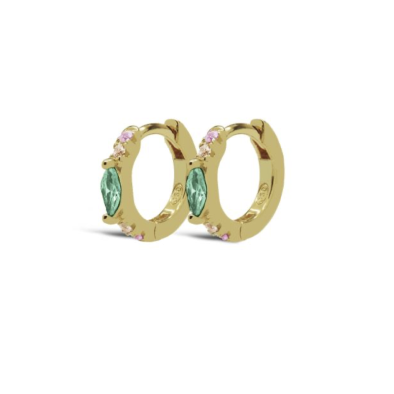 Karma Jewelry Karma Jewelry oorbellen H162GP_SC Earrings Hoops oval Dots spring colour 925 silver gold plated 12 MM