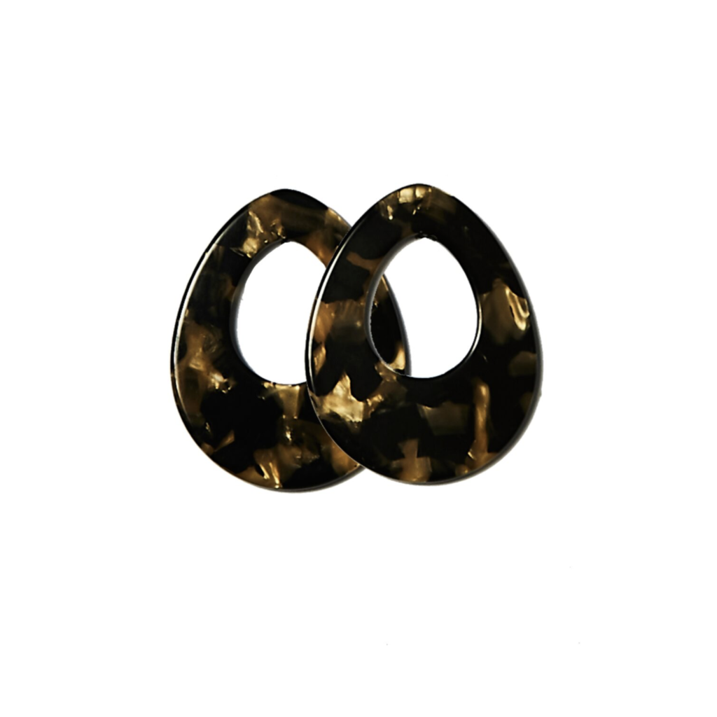 Bauer Basics Bauer Basics oorbel hangers Acetaat druppel M zwart goud kleur 4,5 cm