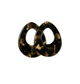 Bauer Basics Bauer Basics oorbel hangers Acetaat druppel M zwart goud kleur 4,5 cm