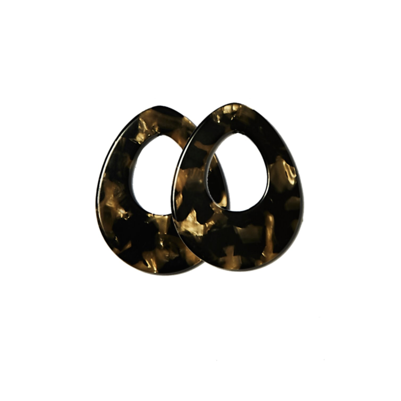 Bauer Basics Bauer Basics oorbel hangers Acetaat druppel M zwart goud kleur 4,5 cm