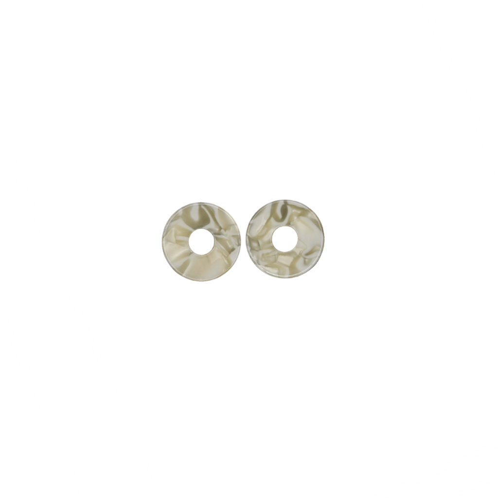 Bauer Basics Bauer Basics Oorbelhagers Acetaat rond midden beige/wit 2 CM