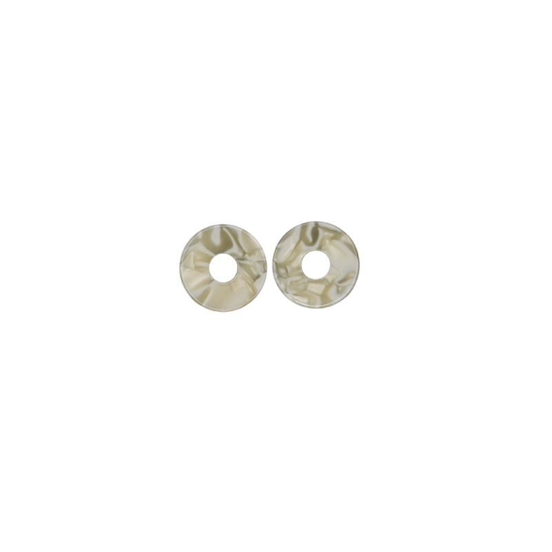 Bauer Basics Bauer Basics Oorbelhagers Acetaat rond midden beige/wit 2 CM