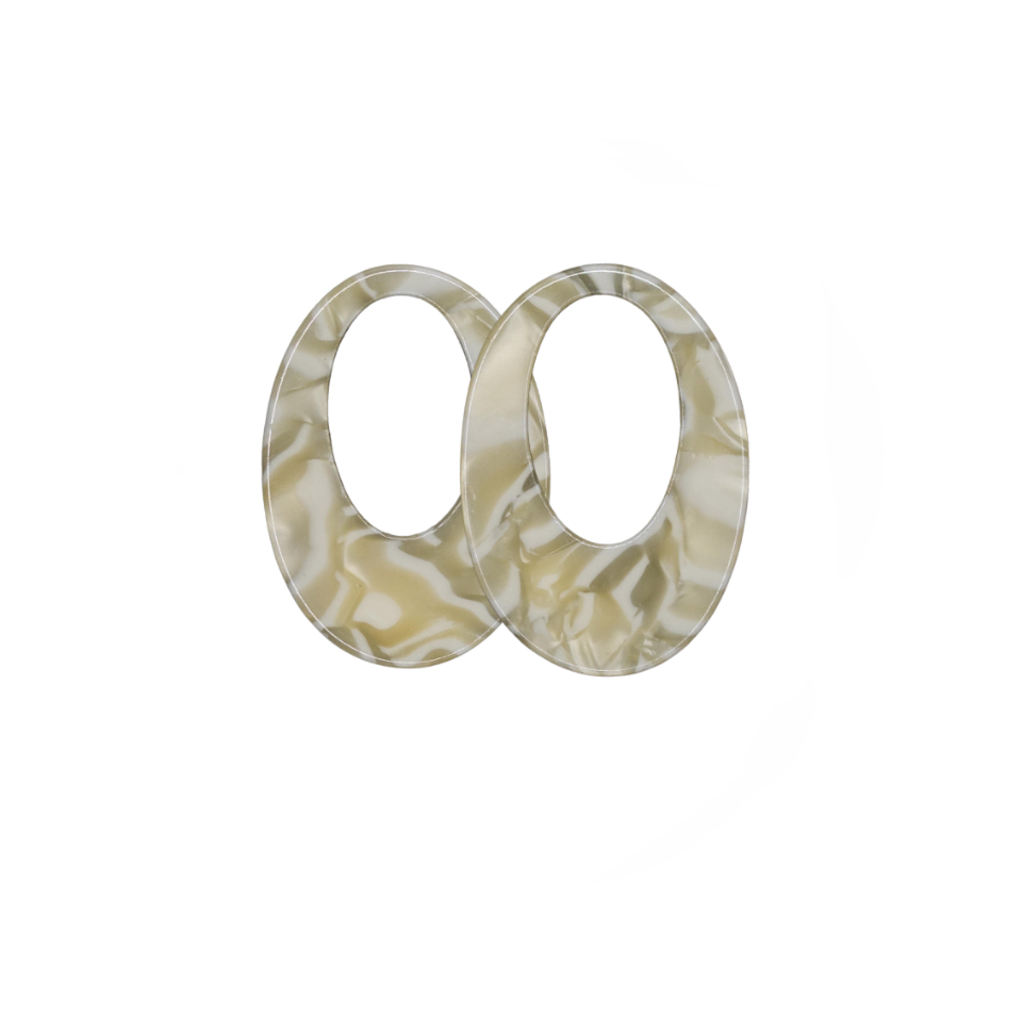 Bauer Basics Bauer Basics oorbel hangers Acetaat Ovaal dicht M beige/wit 4,5 CM