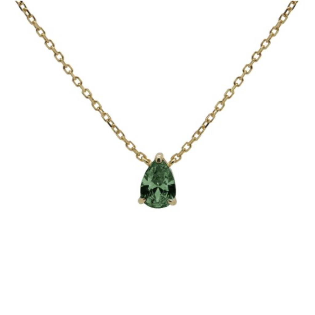 Karma Jewelry Karma Jewelry ketting T304GP_EG Necklace Julia Emerald Green 925 silver gold plated 39 + 5 CM