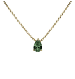 Karma Jewelry Karma Jewelry ketting T304GP_EG Necklace Julia Emerald Green 925 silver gold plated 39 + 5 CM