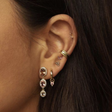 Karma Jewelry Karma Jewelry oorbellen X192GP_ SA Earrings symbols XL Rosa Salmon 925 Silver gold plated 30 MM