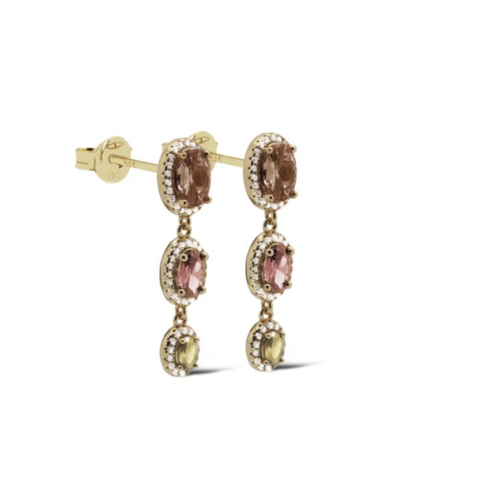 Karma Jewelry Karma Jewelry oorbellen X192GP_ SA Earrings symbols XL Rosa Salmon 925 Silver gold plated 30 MM