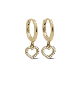 Karma Jewelry Karma Jewelry oorbellen A145GP Earrings hoops Celie heart 925 silver gold plated 12 MM