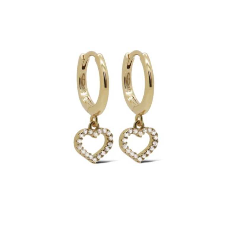 Karma Jewelry Karma Jewelry oorbellen A145GP Earrings hoops Celie heart 925 silver gold plated 12 MM