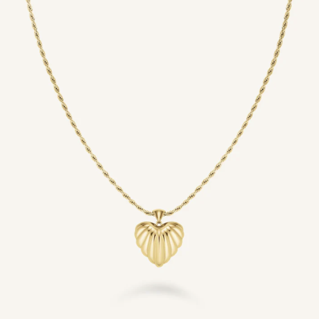 Rosefield Rosefield ketting JNHPG-J1007 Necklace Ridged Heart Pendant gold 44 + 4 CM