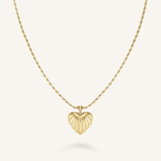 Rosefield Rosefield ketting JNHPG-J1007 Necklace Ridged Heart Pendant gold 44 + 4 CM