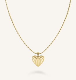 Rosefield Rosefield ketting JNHPG-J1007 Necklace Ridged Heart Pendant gold 44 + 4 CM