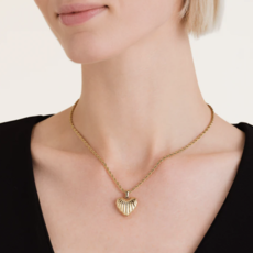 Rosefield Rosefield ketting JNHPG-J1007 Necklace Ridged Heart Pendant gold 44 + 4 CM