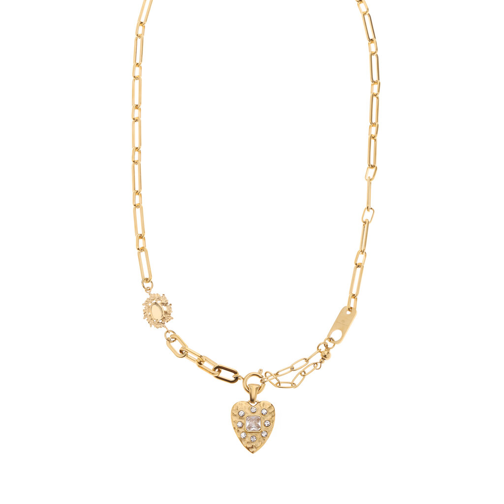 Rose & Camellia Rose & Camellia ketting 10951 Necklace heart stones gold 40 + 5 CM
