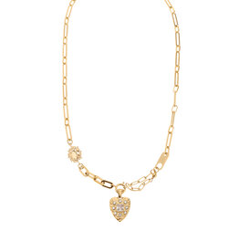 Rose & Camellia Rose & Camellia ketting 10951 Necklace heart stones gold 40 + 5 CM