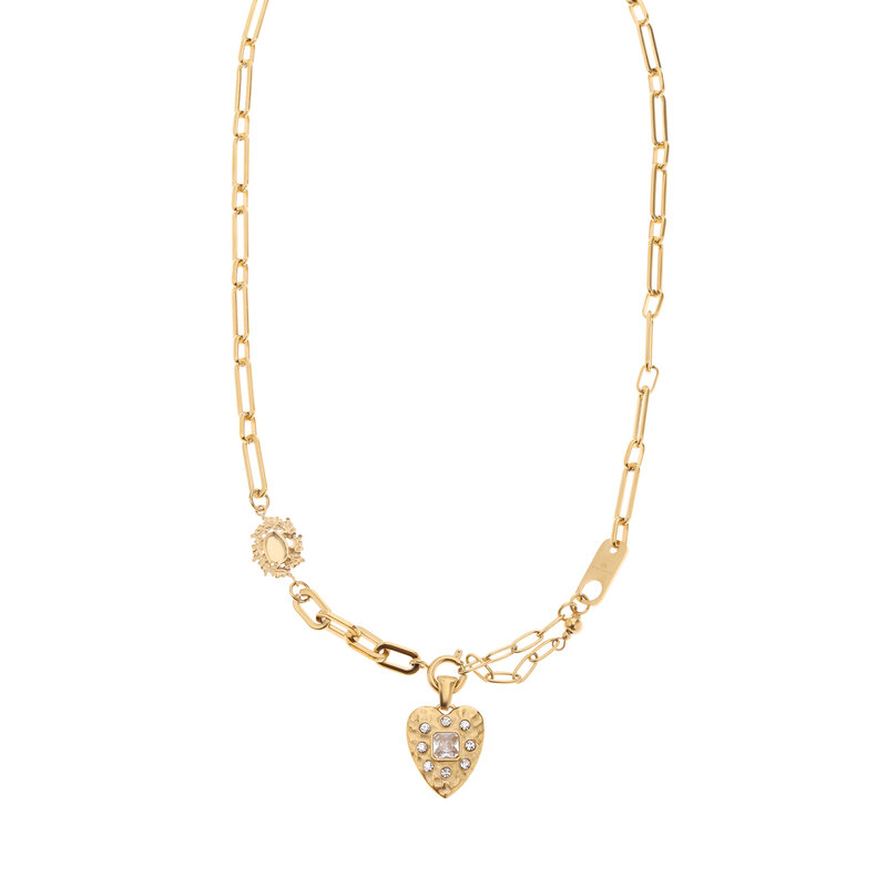 Rose & Camellia Rose & Camellia ketting 10951 Necklace heart stones gold 40 + 5 CM