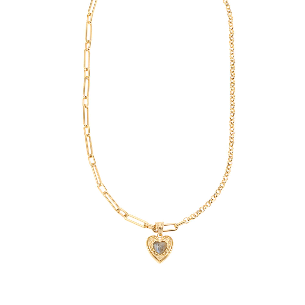 Rose & Camellia Rose & Camellia ketting 08955 Necklace heart vintage look gold 40 + 5 CM