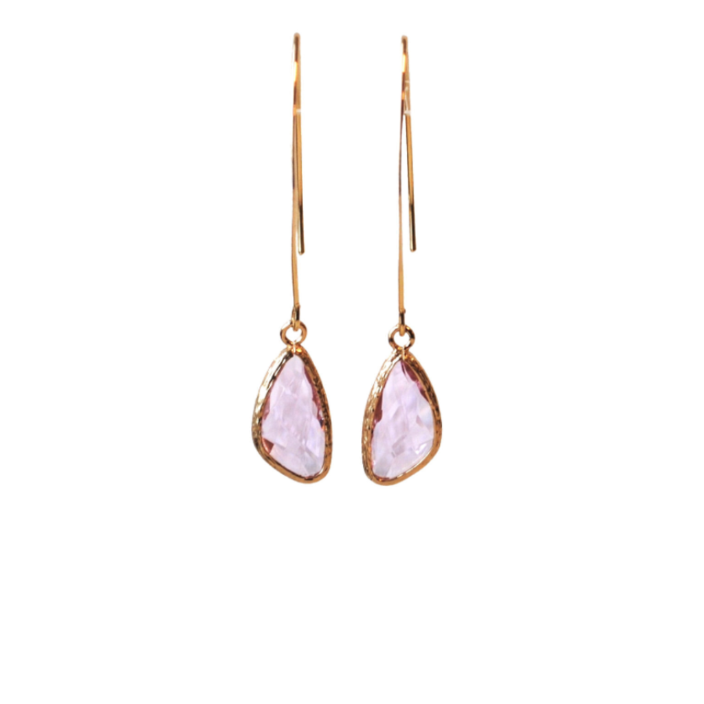 Ellen Meijer Ellen Meijer oorbellen Ellips crystal hanger roze goud 6 CM