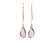 Ellen Meijer Ellen Meijer oorbellen Ellips crystal hanger roze goud 6 CM