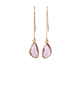 Ellen Meijer Ellen Meijer oorbellen Ellips crystal hanger roze goud 6 CM