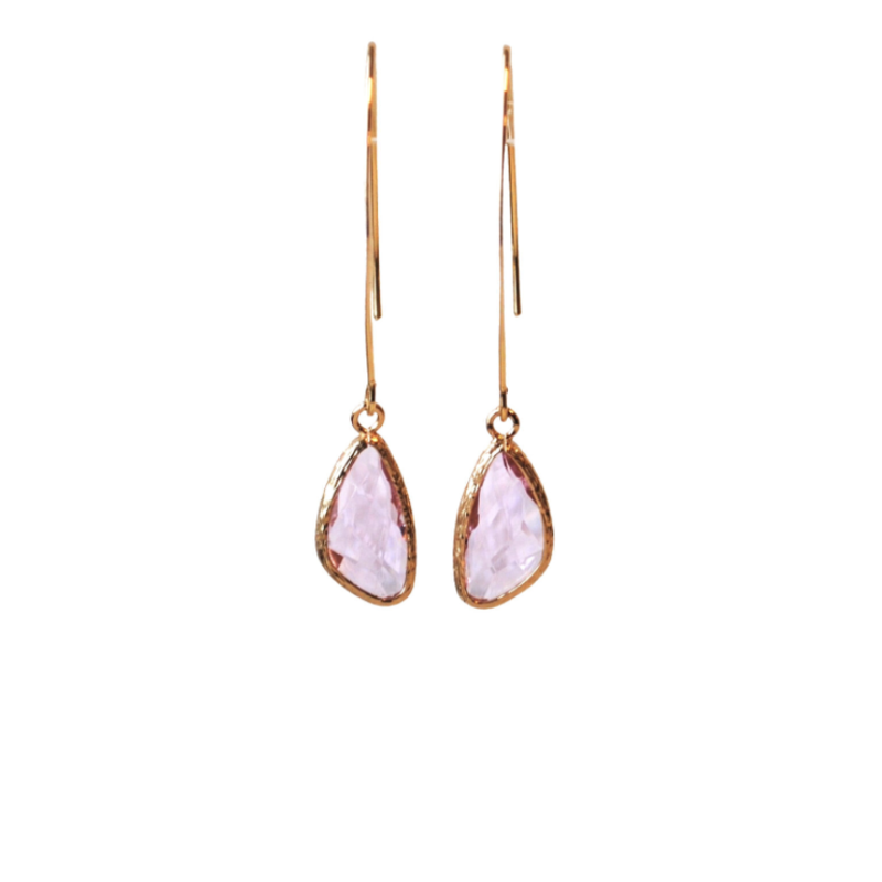 Ellen Meijer Ellen Meijer oorbellen Ellips crystal hanger roze goud 6 CM