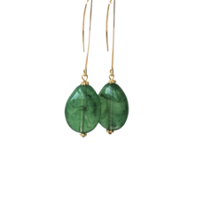 Ellen Meijer Ellen Meijer Oorbellen Ellips groene resin hangers gold plated 6 CM