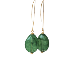 Ellen Meijer Ellen Meijer Oorbellen Ellips groene resin hangers gold plated 6 CM