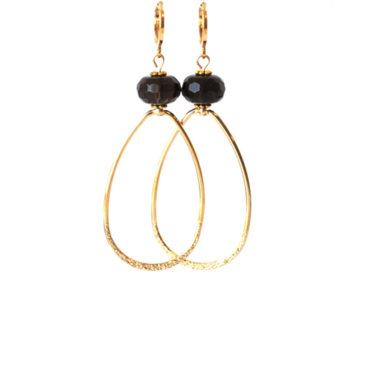 Ellen Meijer Ellen Meijer oorbellen Rookkwarts 24k gold plated 6,5 CM