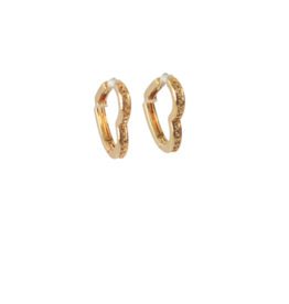 Ellen Meijer Ellen Meijer oorbellen hartjes met zirkonia steentjes goud 1,8 CM